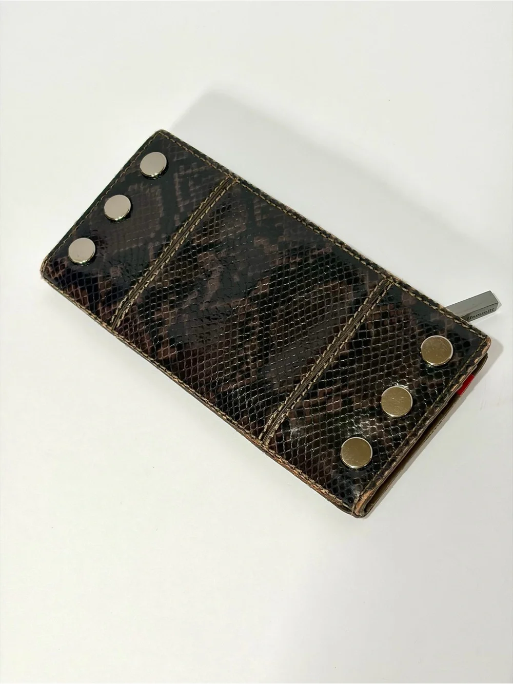 Hammitt 110 North Wallet In Olivine Snake 🐍 With Gunmetal Hardware GUC!!!